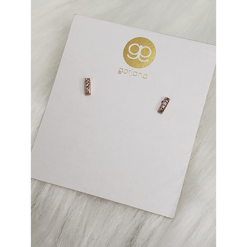 NEW SMALL DANITY ROSE GOLD Gorjana MAVE SHIMMER MINI STUDS CUBIC ZIRCONIA BARS